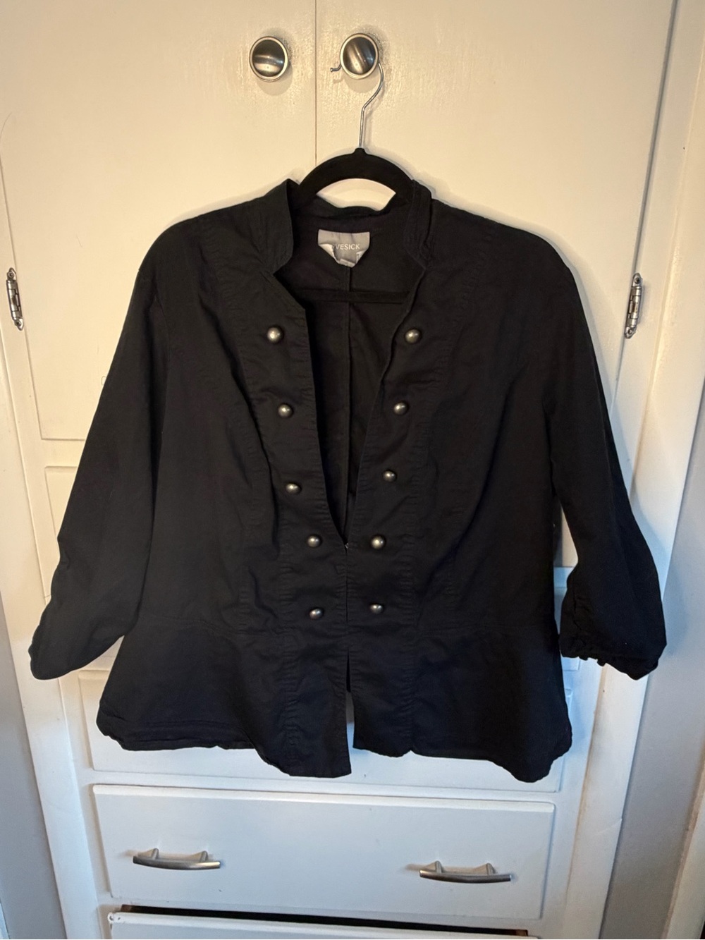 Lovesick Plus Size 3 Black Military Jacket Ruched 3/4 Sleeve